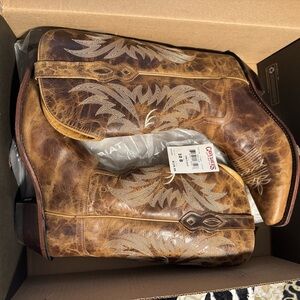 Ariat Distressed Leather Boots with Tan Stitching